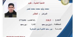 محمد وليد العاشر على الجمهورية بالثانوية العامة: رضا الوالدين وحل الأسئلة والنماذج الاسترشادية سر تفوقي - المدينة برس