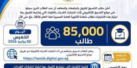 ارتفاع عدد الطلاب المتقدمين لأداء اختبارات القدرات إلى 85 ألفا، وهذا آخر موعد للتسجيل - المدينة برس